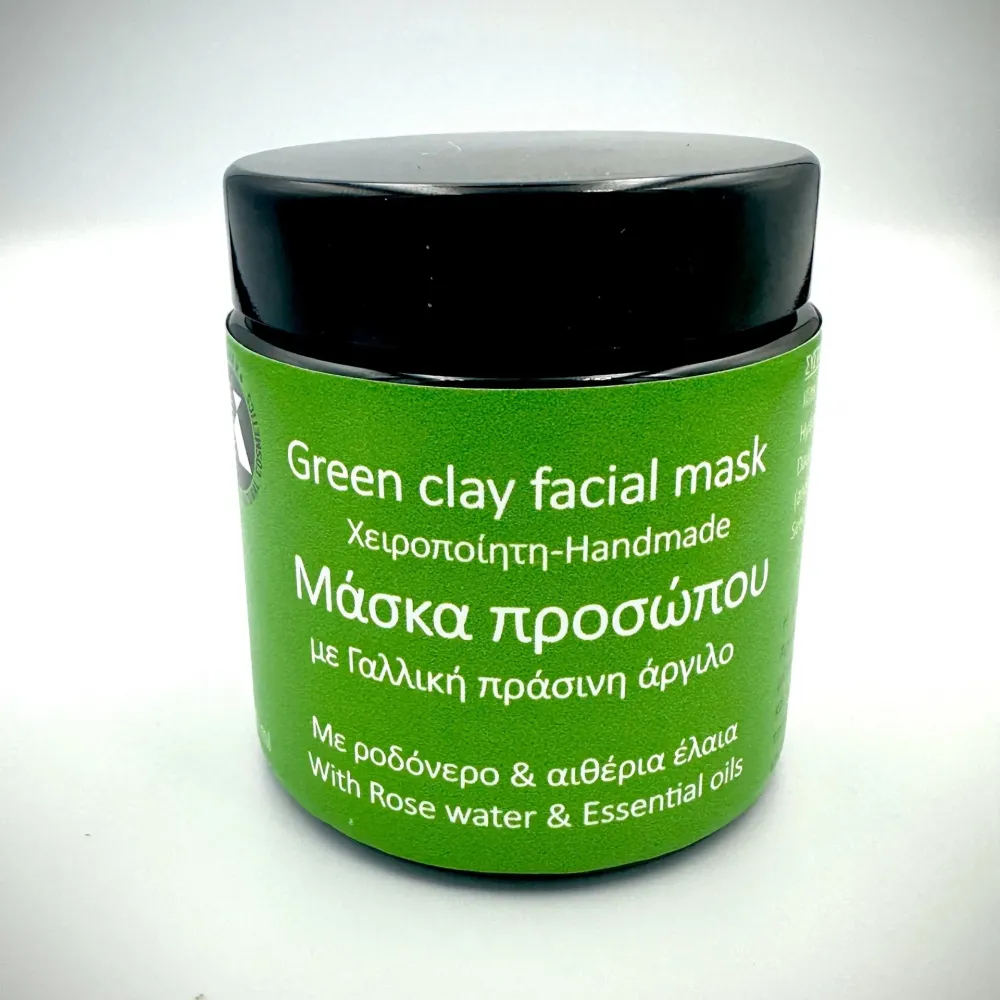 100% Handmade Natural French Green Clay Facial Mask Skin And Face Cleanser (Rose water&Essential oils) Handmade Product