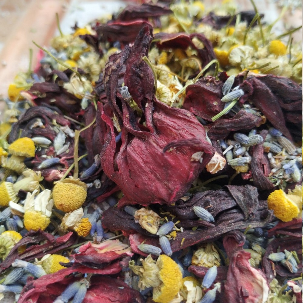 Dried Lavender-Chamomile-Hibiscus Flowers Herbal Tea Mix Superior Quality Blend