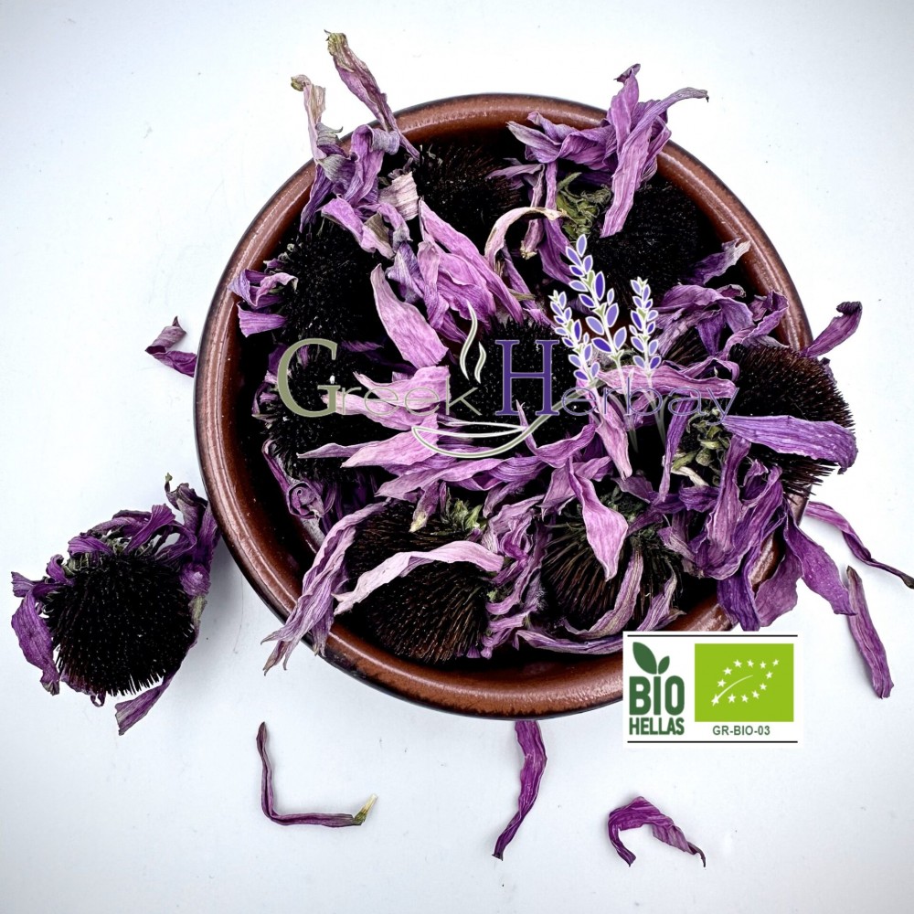 100% Organic Greek Echinacea Flowers - Dried Coneflowers Loose Herbal Tea - Echinacea Purpurea -Superior Quality Herb{Certified Bio Product}