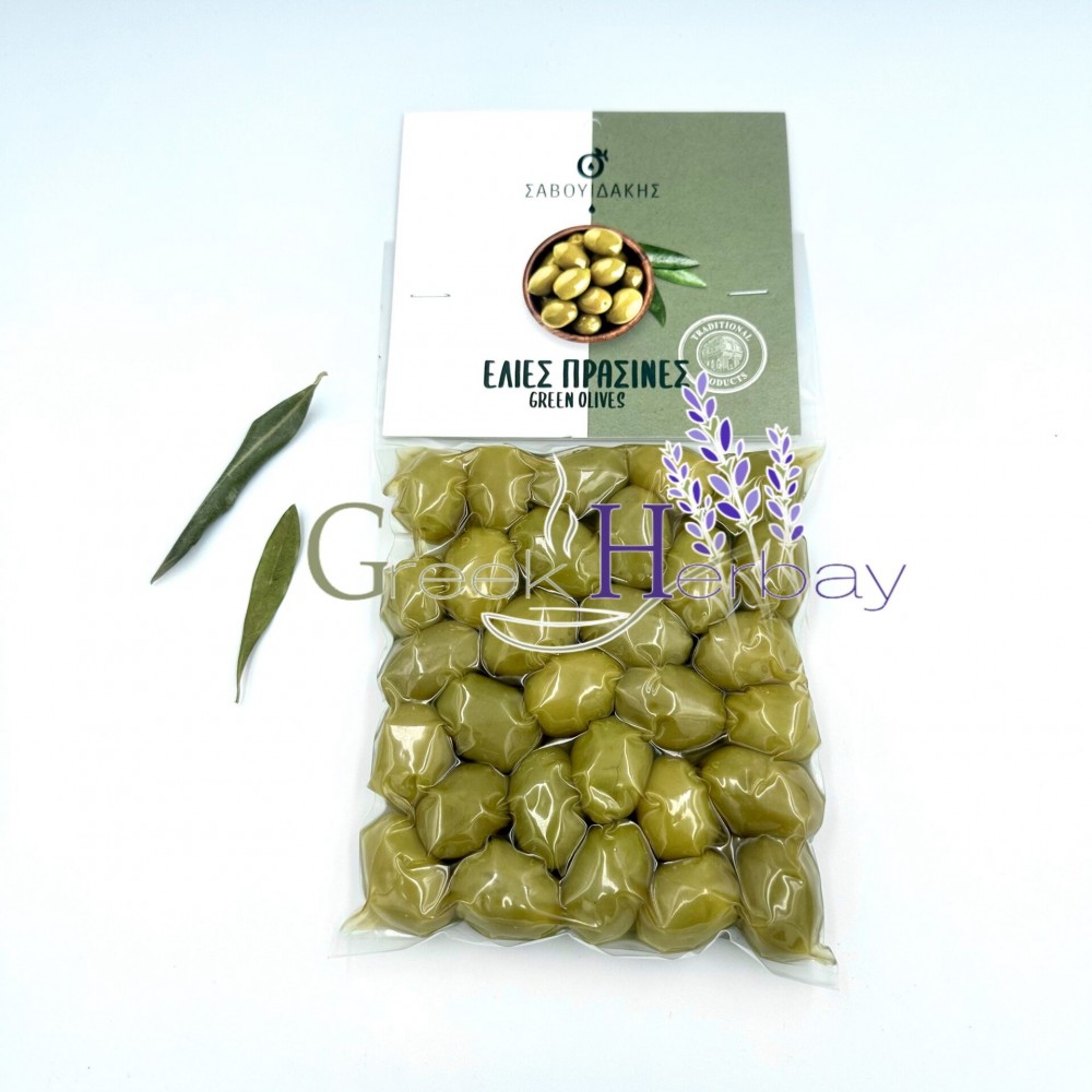 Greek Green Olives in Brine - Green Olives Chalkidiki Variety - Traditional Greek Green Olives