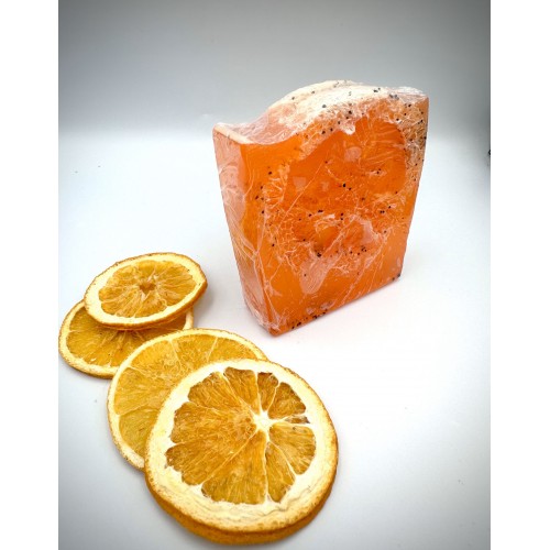 100% Handmade Natural Loofah Sponge Soap - Orange Glycerin Soap - Exfoliating loofah Soap Bar