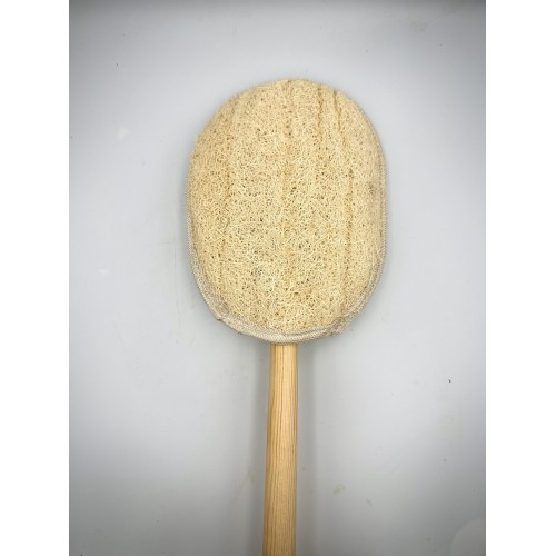 100% Natural Greek Loofah Brush Sponge with Wooden Pole (55cm 21.5inches') Kalymnos Bath Shower - Sea Loofah Sponge