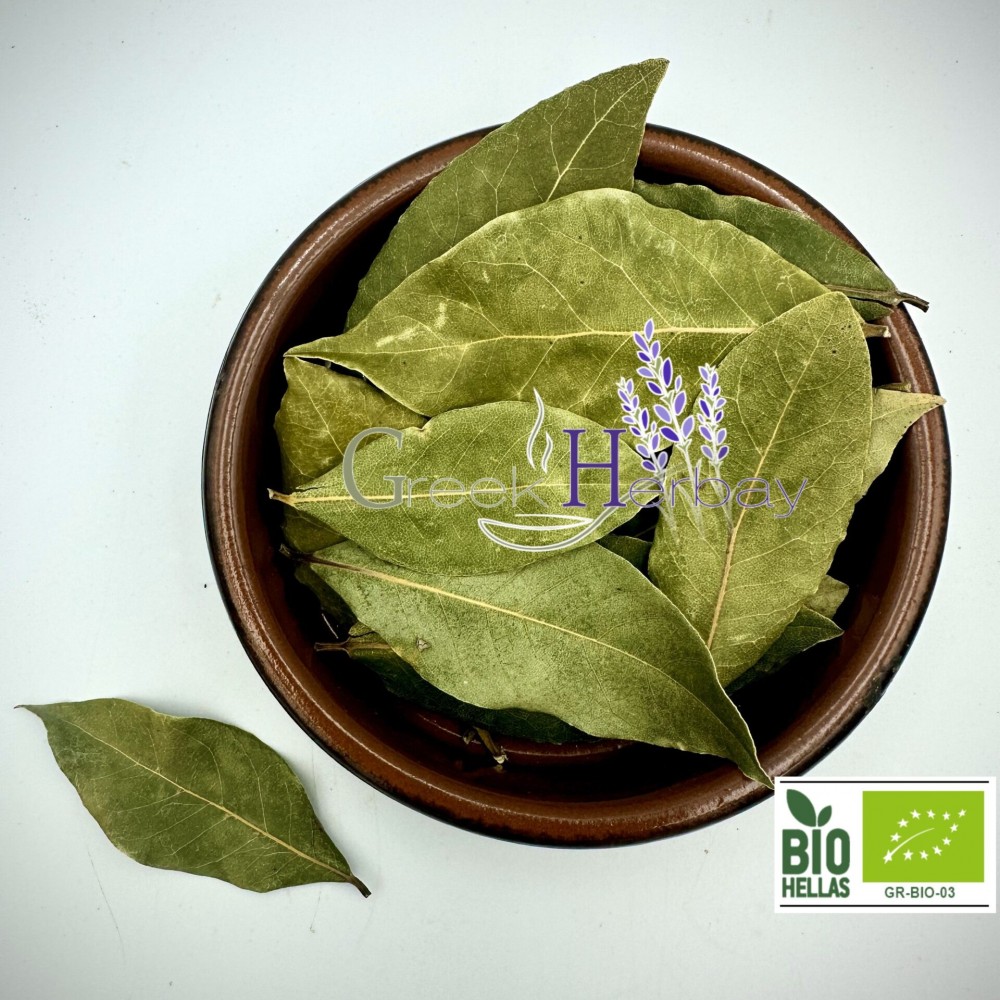100% Greek Organic Dried Bay Leaves - Whole Handpicked Laurel Leaves Superior Quality Laurus Nobilis - Daphne Herb{Certified Bio Product}